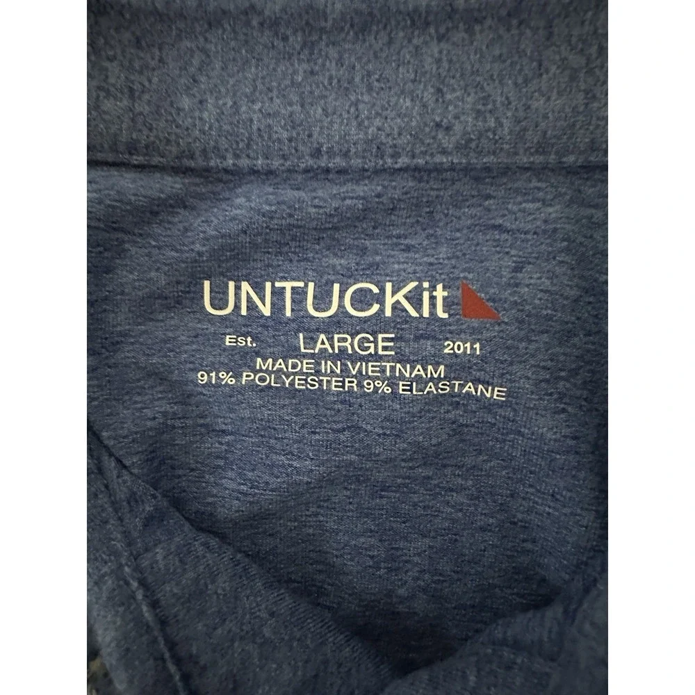 UNTUCKit Clavidor Polo Shirt‎ Mens Large Blue Performance Stretch Short Sleeve